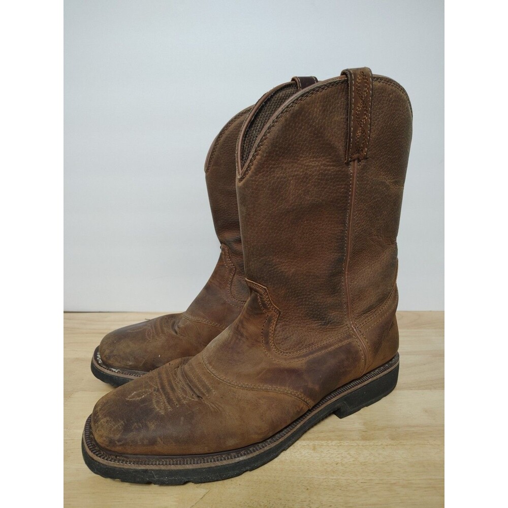 Cabela’s Mens Pinedale Brown Leather Western Square Toe Work Boots Size 14 D